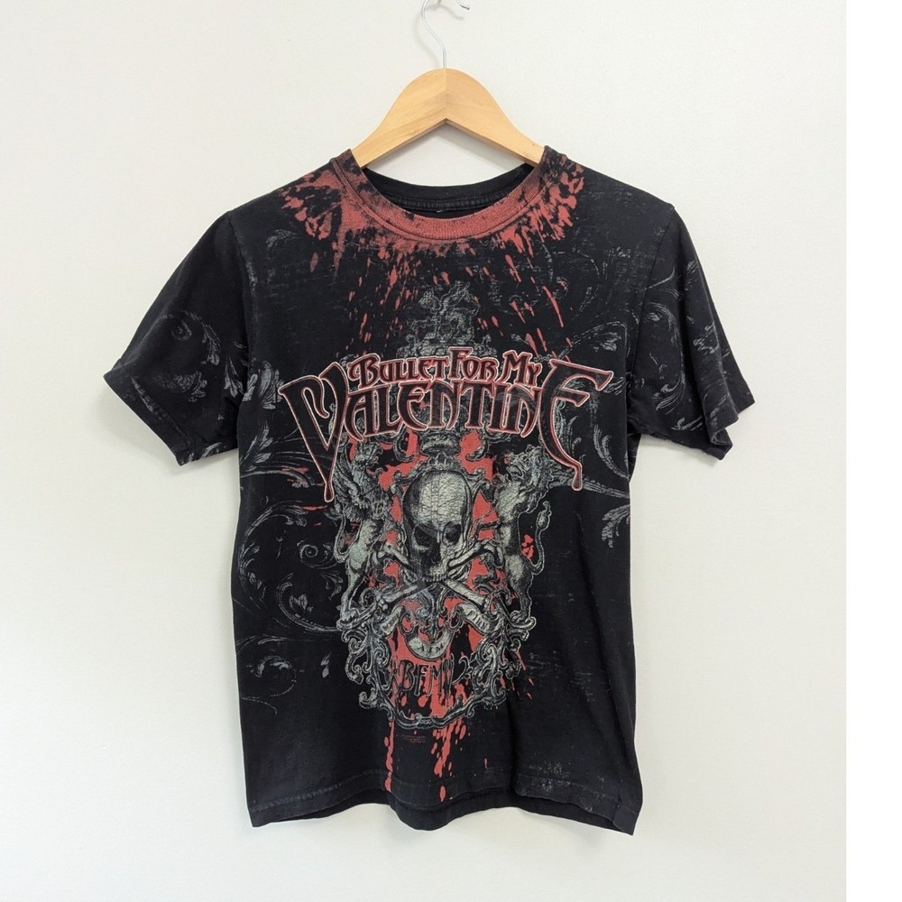 Y2k Grunge Bullet For My Valentine Women's T-shirt Band AOP Size M Skull